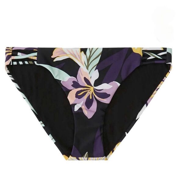 NWT Roxy Active Full Bikini Bottom in True Black Fasso Size Large - Picture 1 of 6